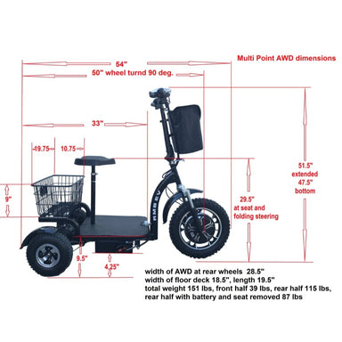 RMB Multi Point AWD All Wheel Drive Electric Trike