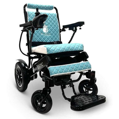 comfygo majestic iq 8000 black frame teal cushion remote controlled lightweight electric wheelchair