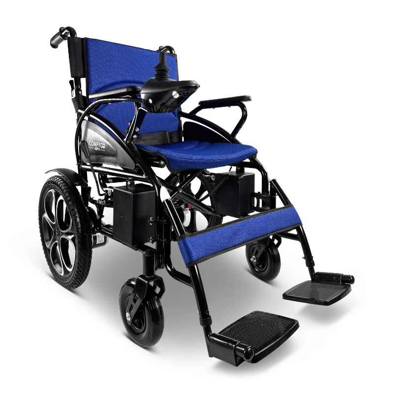 ComfyGO 6011 Folding Electric Wheelchair in blue