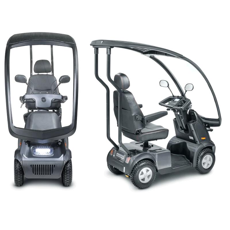 Afikim Afiscooter C4 mobility scooter in grey front and right side view 