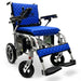 ComfyGO X-7 Lightweight Foldable Electric Wheelchair silver Frame blue Textile