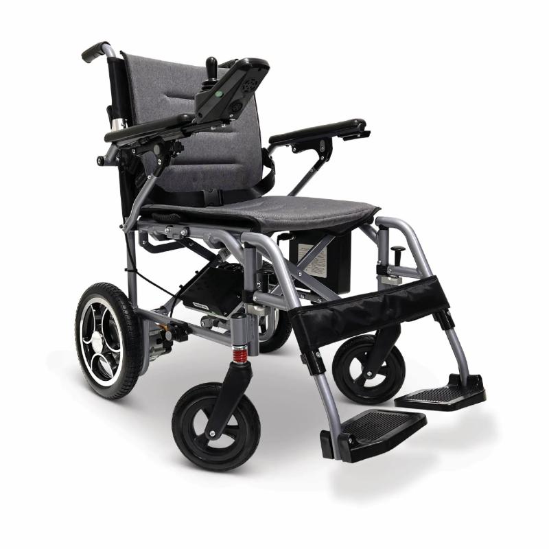ComfyGO X-7 Lightweight Foldable Electric Wheelchair silver Frame standard Textile
