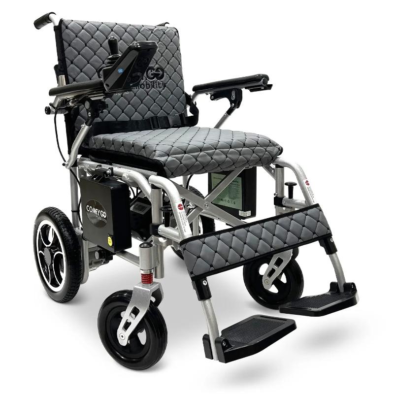 ComfyGO X-7 folding Electric Wheelchair silver Frame grey Textile