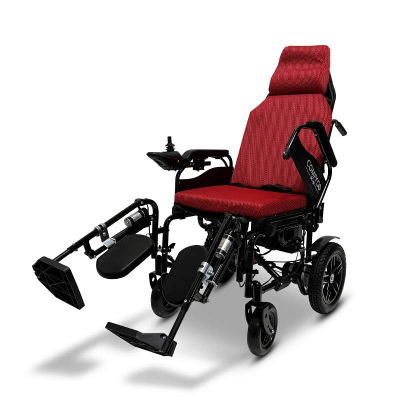ComfyGo X-9 Remote Controlled Electric Wheelchair with Automatic Recline in red
