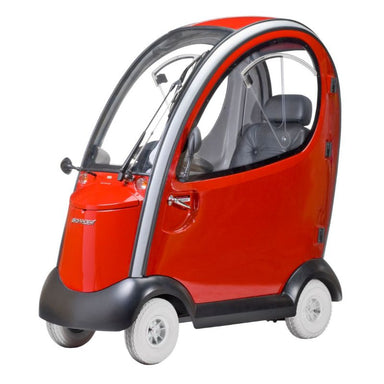 Shoprider Flagship Enclosed Cabin Mobility Scooter in red