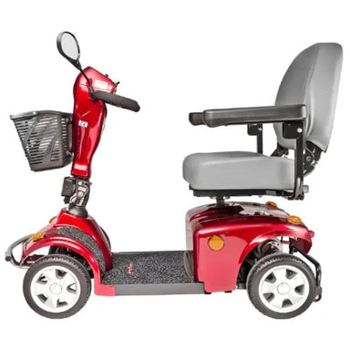 FreeRider FR168-4S II Heavy Duty 4 Wheel Bariatric Scooter in red left side view 