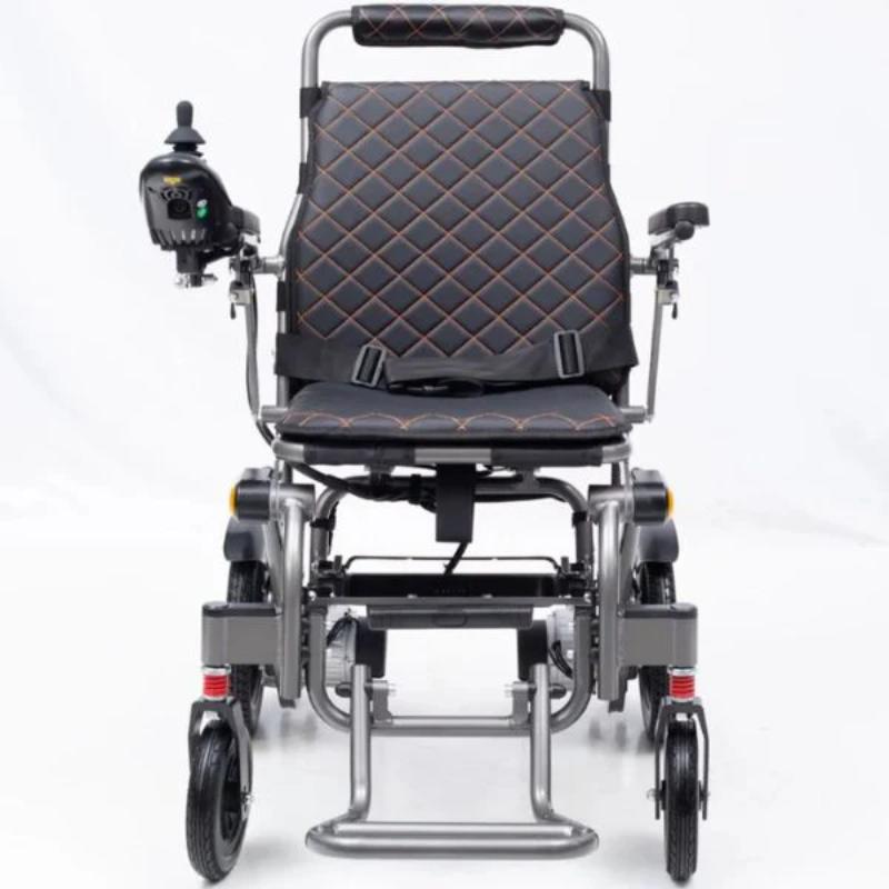 Glide Care G-5 Lightweight Foldable Electric Wheelchair front view silver 