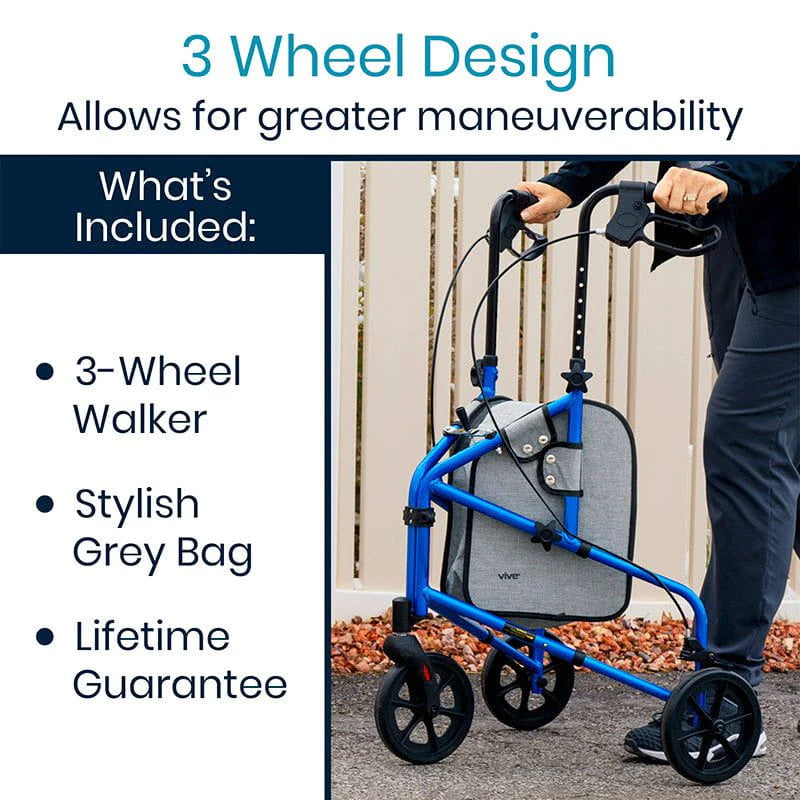 Vive Health 3 Wheel Walker Rollator