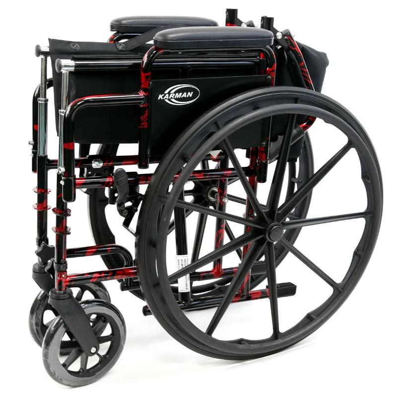 Karman LT-770Q Lightweight Wheelchair Red Streak, 37 lbs