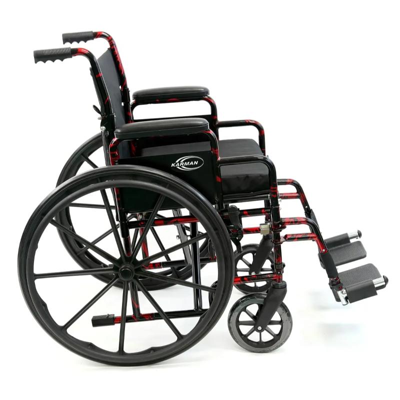 Karman LT-770Q Lightweight Wheelchair Red Streak, 37 lbs