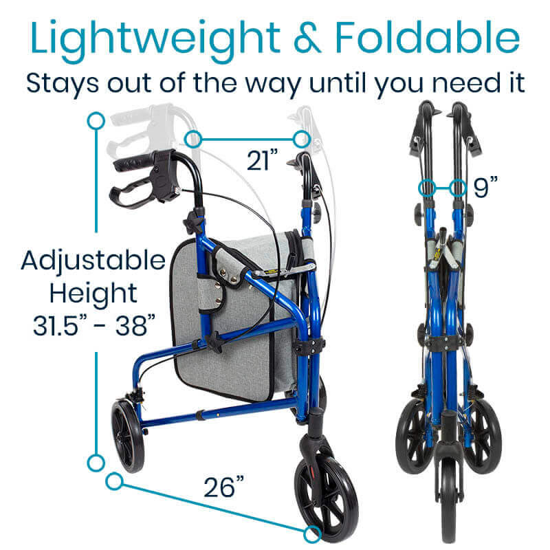 Vive Health 3 Wheel Walker Rollator