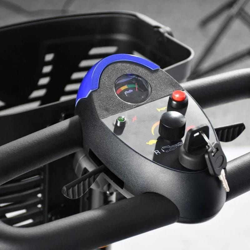 Roadster S4 blue mobility scooter front tiller 