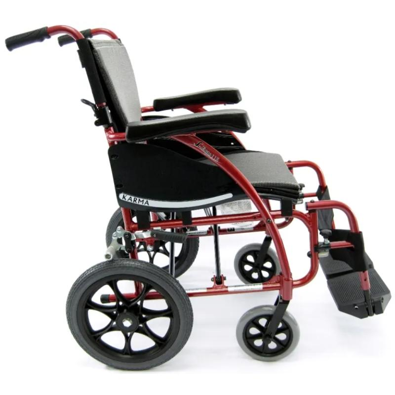 Karman S-ERGO 115 Ergonomic Transport Wheelchair 14" flat free rear wheels