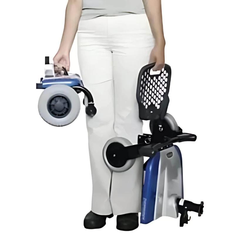 Shoprider Smartie Person using a mobility scooter with a white background