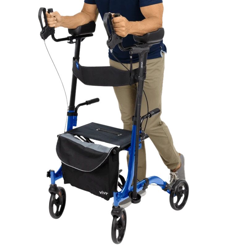 Vive Mobility Upright Rollator Walker blue