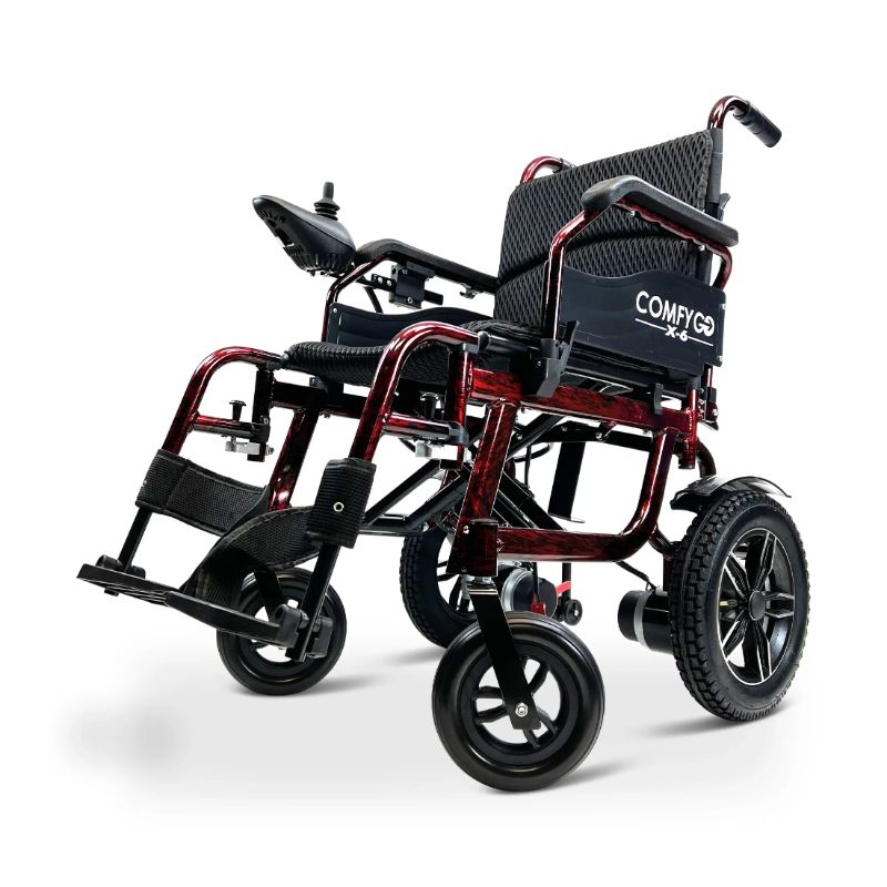 ComfyGO X-6 Lightweight Electric Wheelchair in red