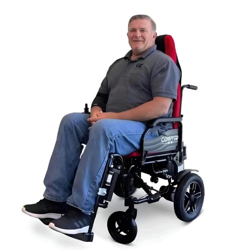 X-9 Remote Controlled Electric Wheelchair  with person sitting in it