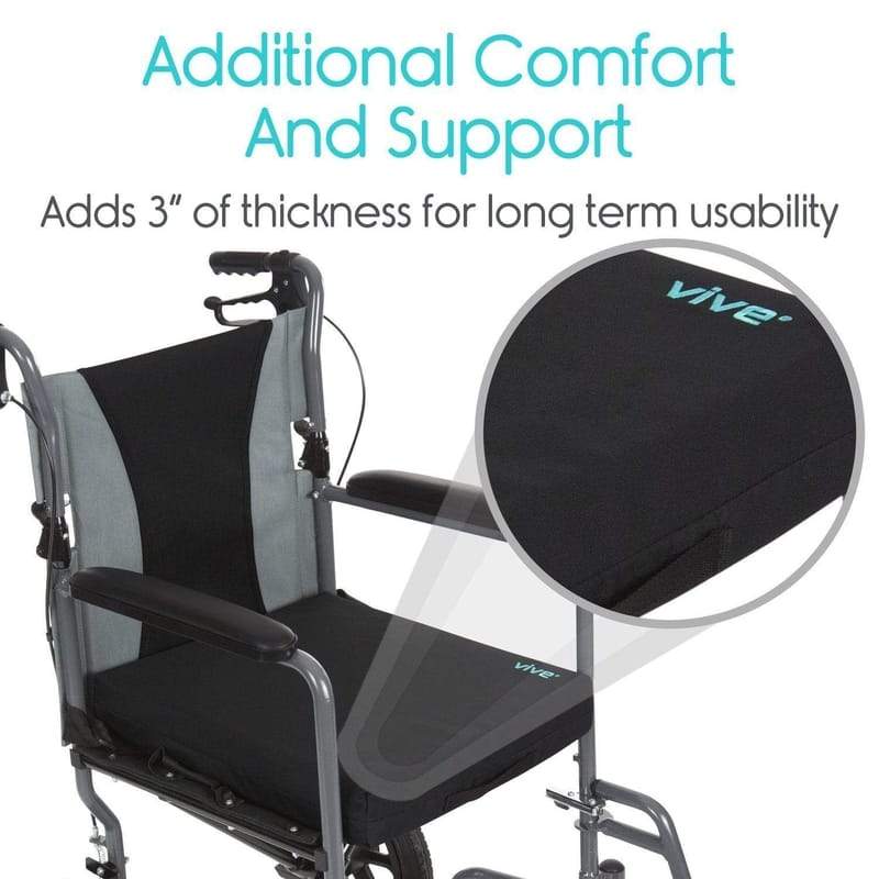 Vive Health Wheelchair Gel Seat Cushion - Back Support Comfort and Pain Relief