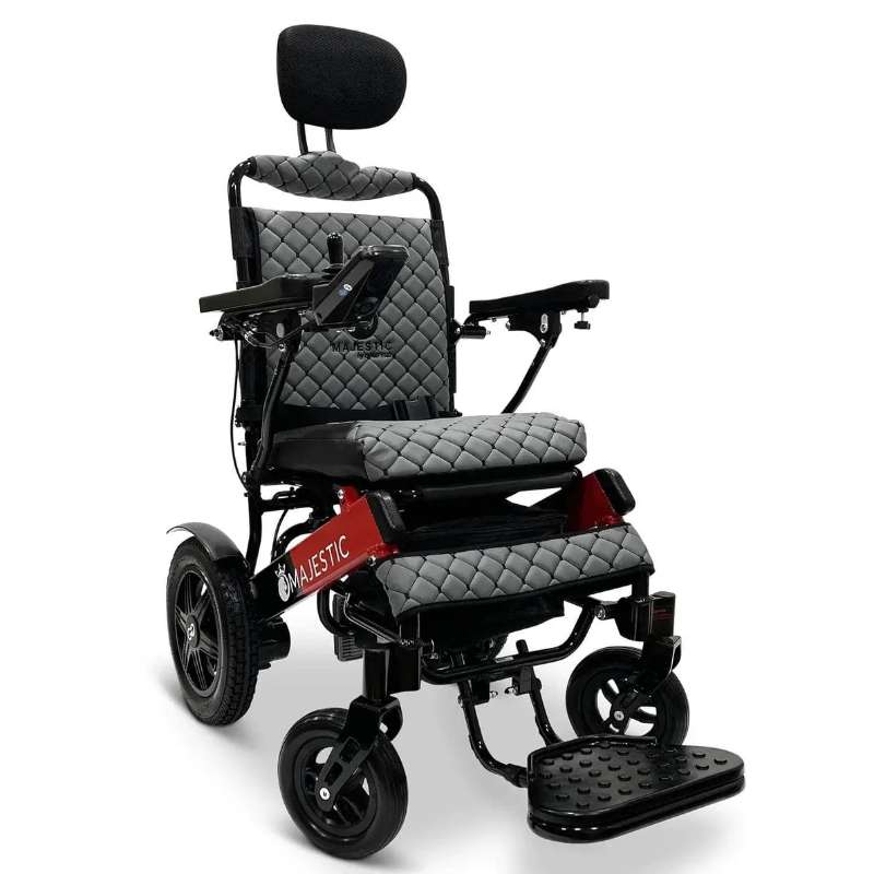 comfy go majestic black red gray iq-9000 electric wheelchair with auto recline