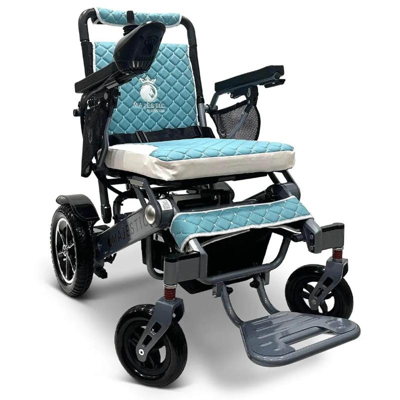 comfy go silver teal majestic iq 7000 auto folding remote controlled electric wheelchair