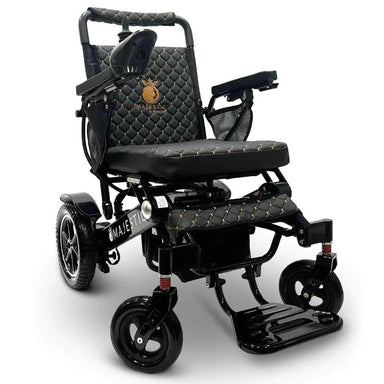 comfygo black frame black cushion majestic iq 7000 auto folding remote controlled electric wheelchair