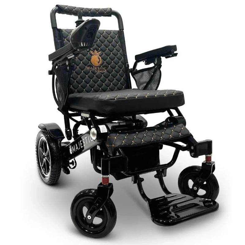 comfygo black frame black cushion majestic iq 7000 auto folding remote controlled electric wheelchair