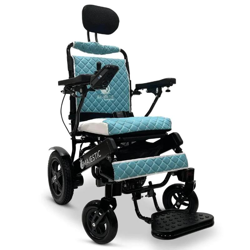 comfygo black frame teal majestic iq 9000 long range electric wheelchair auto recline