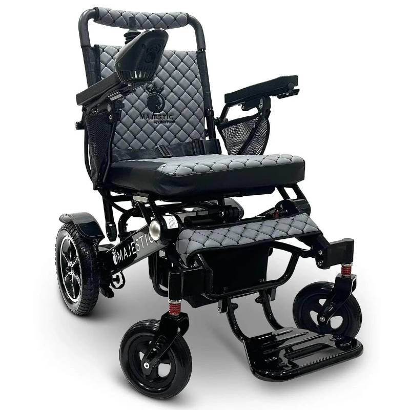 comfygo majestic black frame gray cushion iq 7000 auto folding remote controlled electric wheelchair