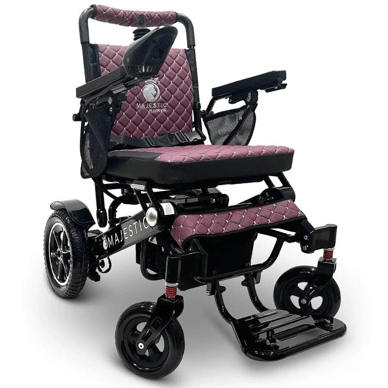 comfygo majestic black frame purple cushion iq 7000 auto folding remote controlled electric wheelchair