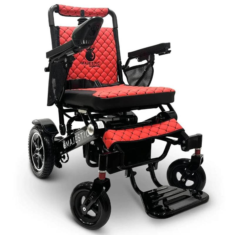 comfygo majestic black frame red cushion iq 7000 auto folding remote controlled electric wheelchair