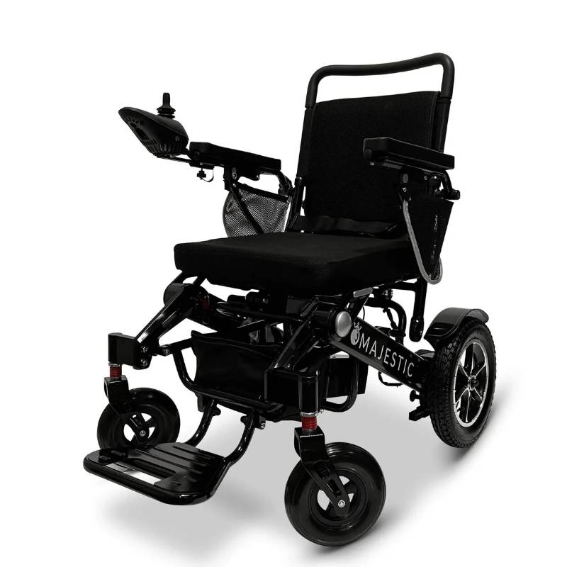 comfygo majestic black frame standard cushion iq 7000 auto folding remote controlled electric wheelchair