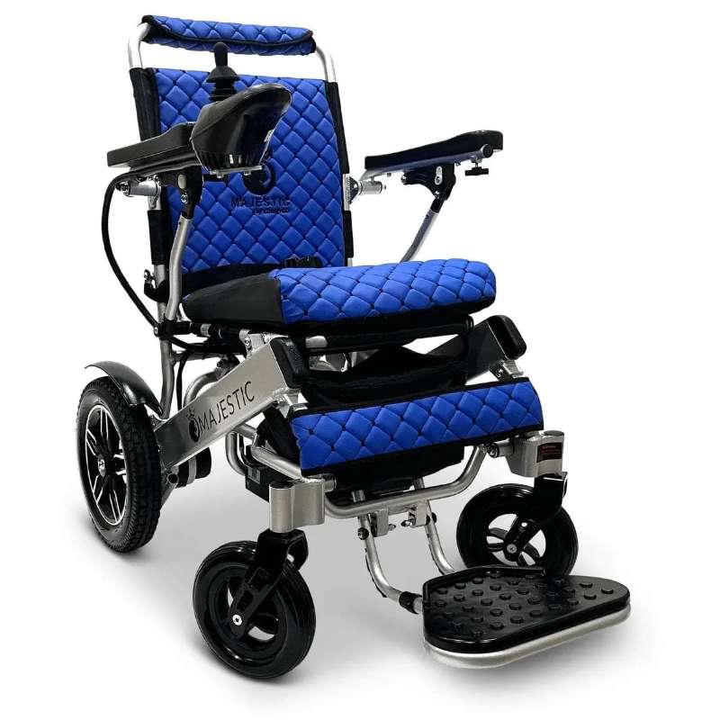 comfygo silver blue majestic-iq-8000 remote controlled lightweight electric wheelchair