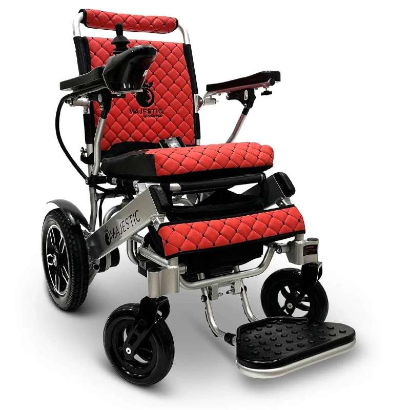 comfygo silver red majestic-iq-8000 remote controlled lightweight electric wheelchair