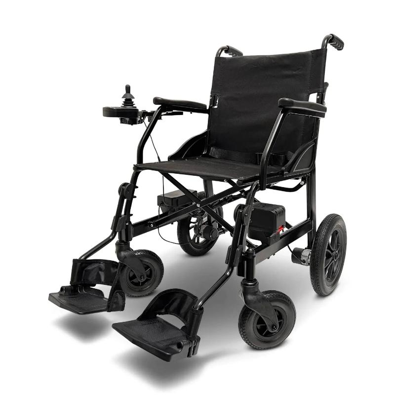 comfygo x-lite ultra lightweight foldable electric wheelchair for travel front view 
