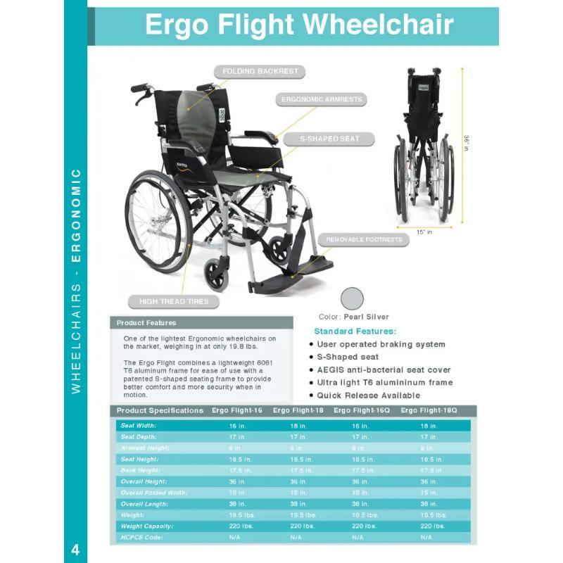 Karman Ergo Flight Ultra Lightweight Ergonomic Wheelchair Weighs only 19.8 lbs