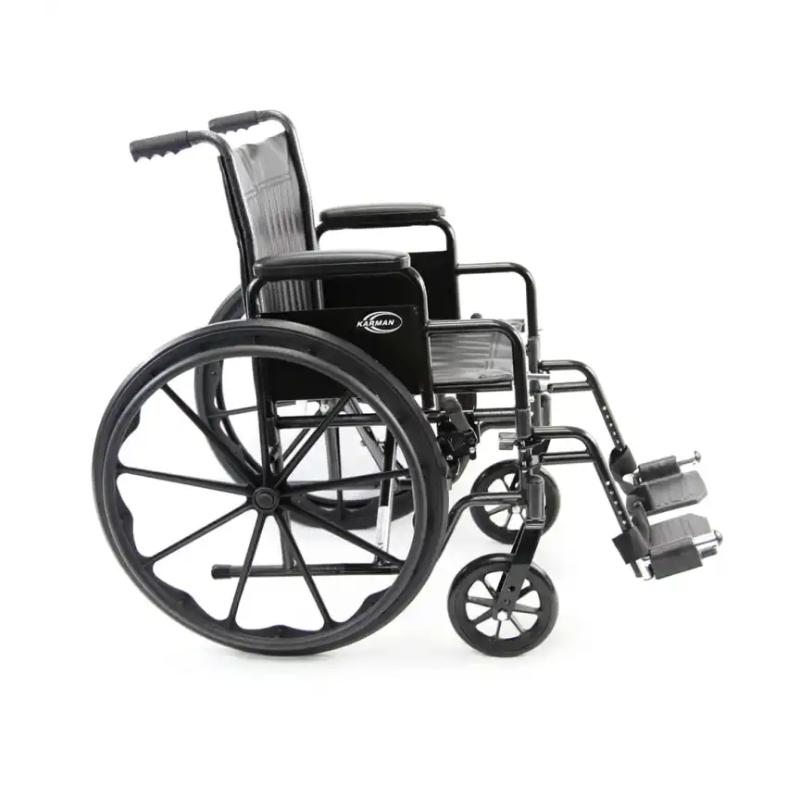 Karman KN-700T Adujustable Seat Steel Wheelchair with Removable Armrest, 39 lbs.