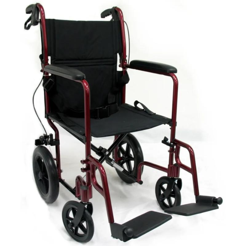 Karman LT-1000HB Lightweight Transport Chair with Hand Brakes and Removable Footrest, 19 lbs.