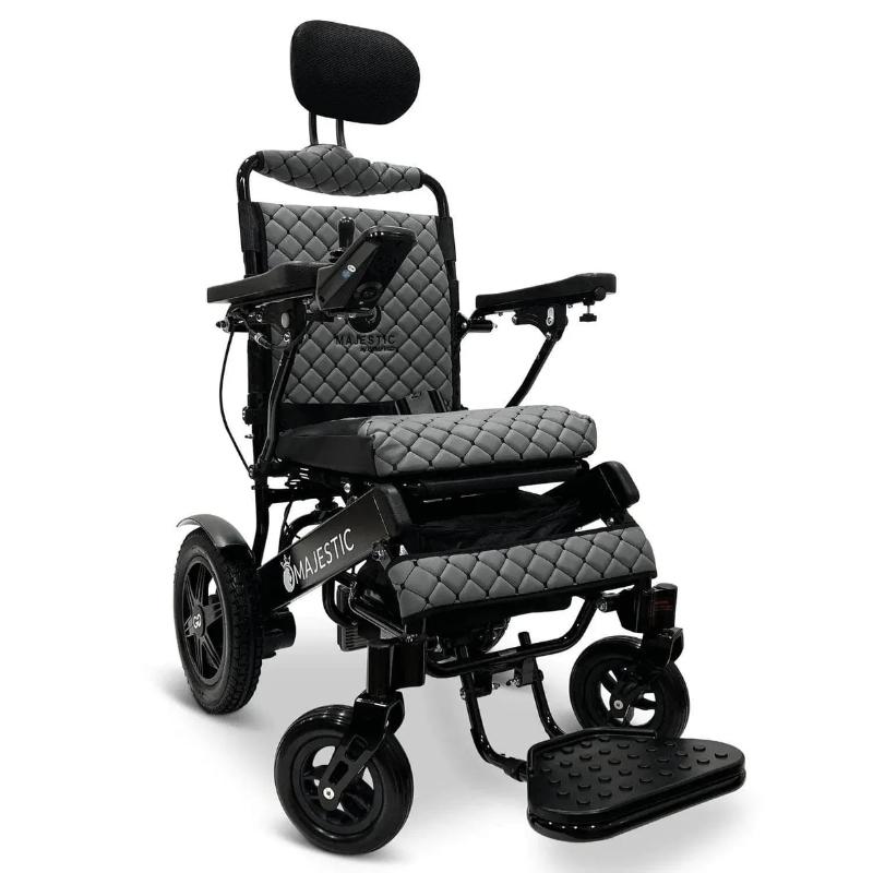 majestic comfygo black gray iq 9000 long range electric wheelchair auto recline
