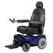 merits P710 Atlantis power wheelchair in blue color left side view 