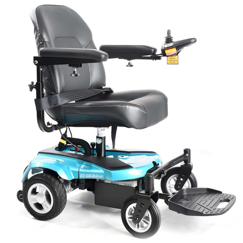 merits health P321 EZ-GO deluxe power wheelchair in TURQOISE